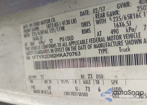 2017 Ford Transit-250 z USA, uszkodzony, nr VIN 1FTYR2DM2HKA70763